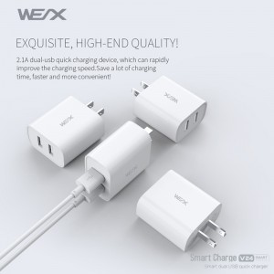 WEX - V24 podwójna ładowarka podróżna USB, ładowarka ścienna, zasilacz
