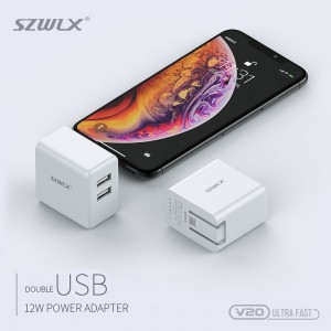WEX V20 Dual USB Wall Charger z wtyczką do iPhone X /8 /7 /6s /Plus, iPad Air 2 /mini 3, Galaxy S7 /S6 /S6 Edge, Nota 5 i więcej, White